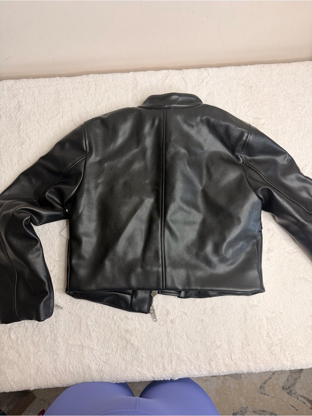 Good American Black Faux-Leather Bomber Jacket - Picture 7 of 8